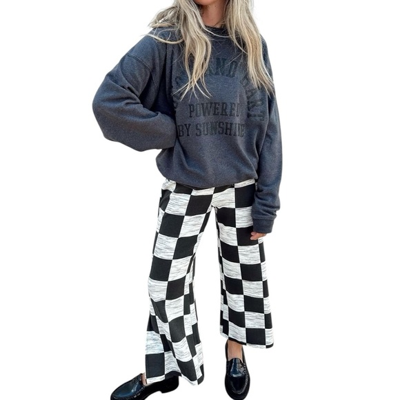 Ascot + Hart Checkered Graphic Wide Leg Pants XXS - Picture 2 of 8